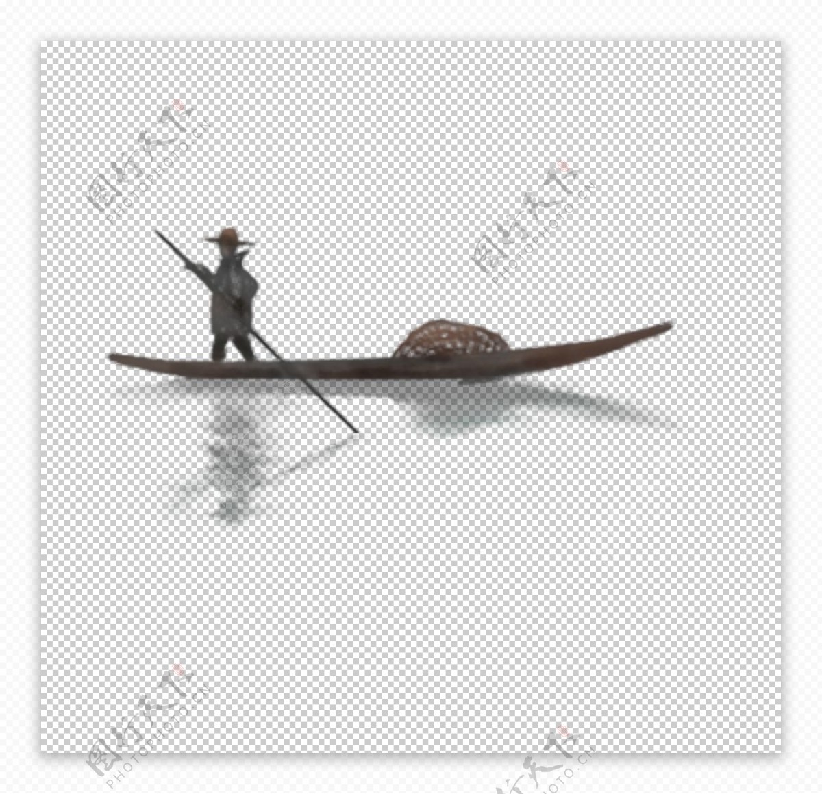 小舟人物古风国风传统素材