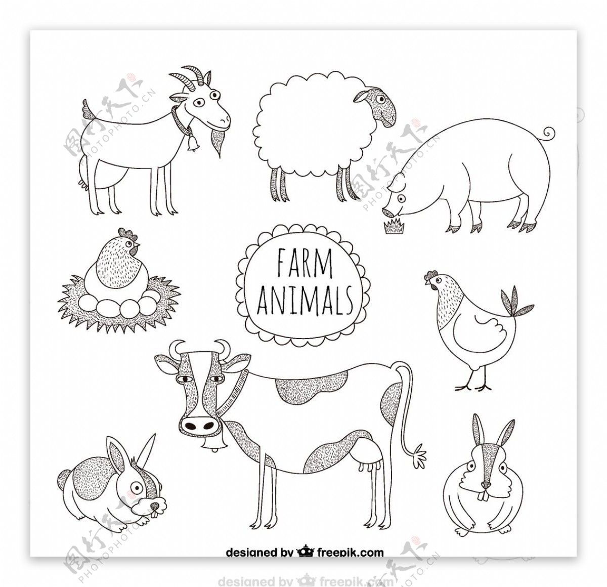 农场动物插图