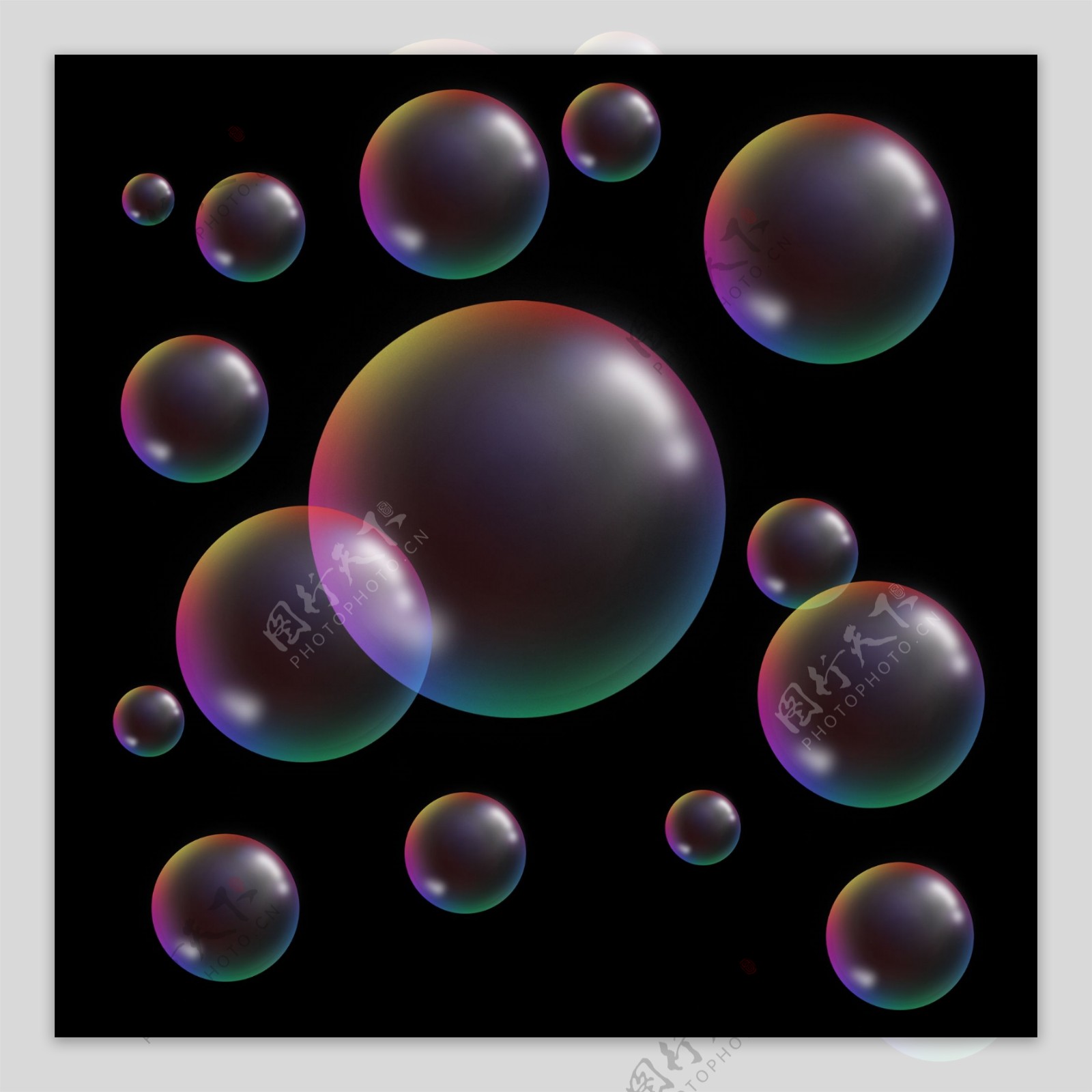透明彩色肥皂泡泡