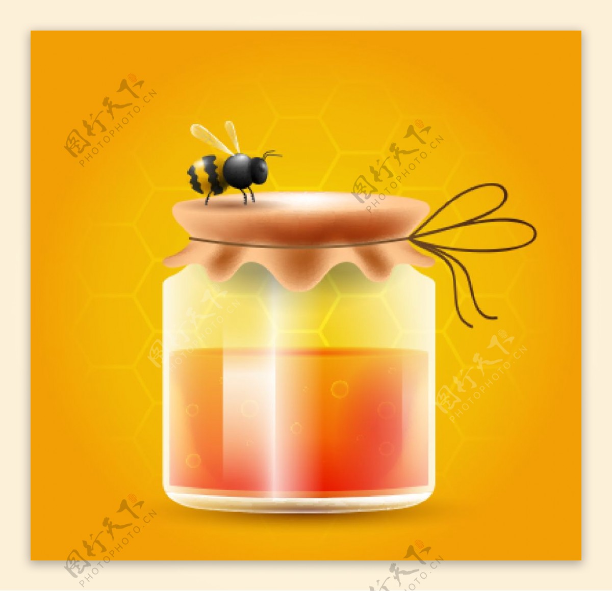 蜜蜂与瓶装蜂蜜主题