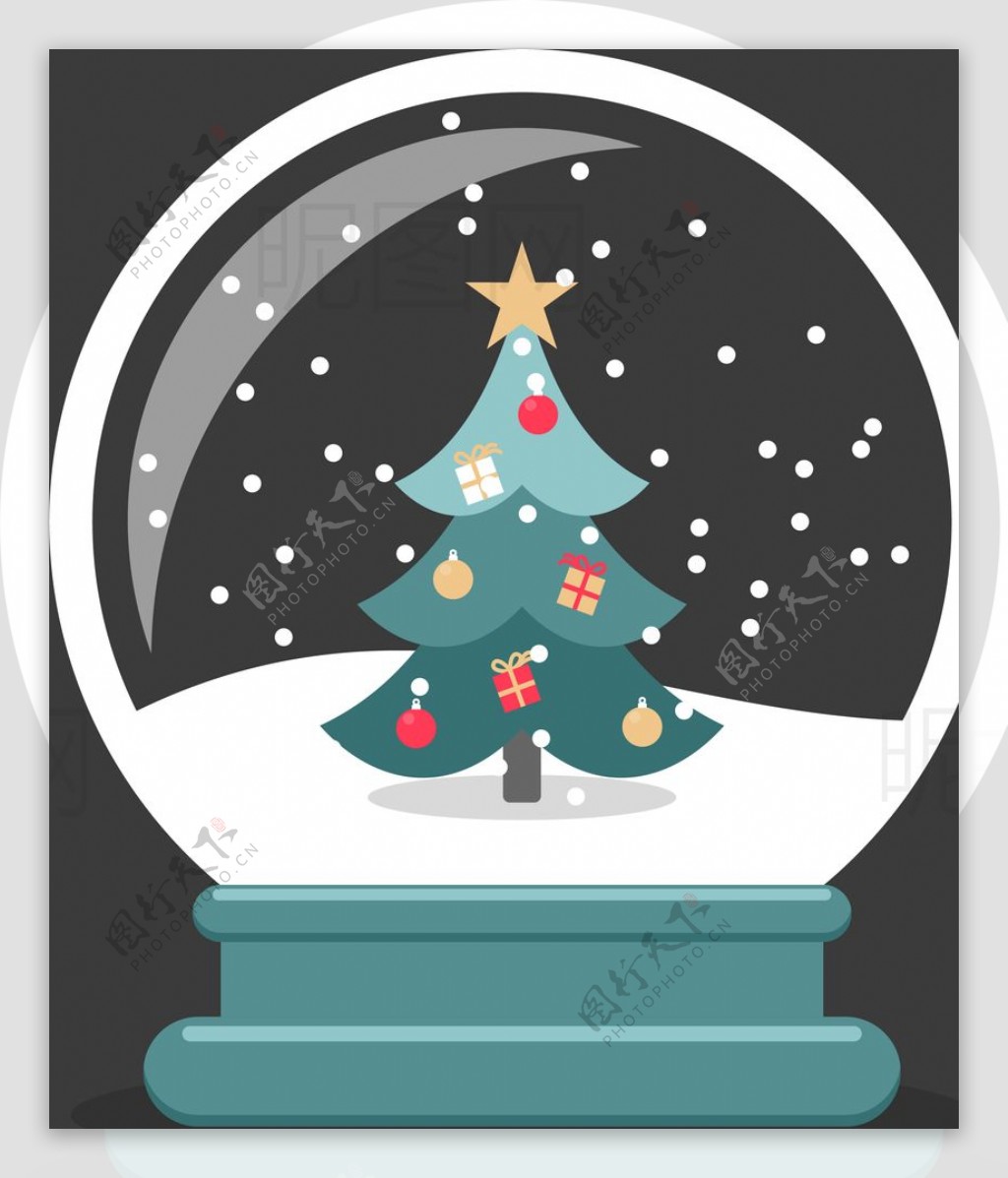 圣诞树水晶球图片