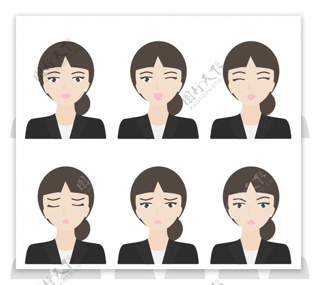 商务女子表情矢量图片