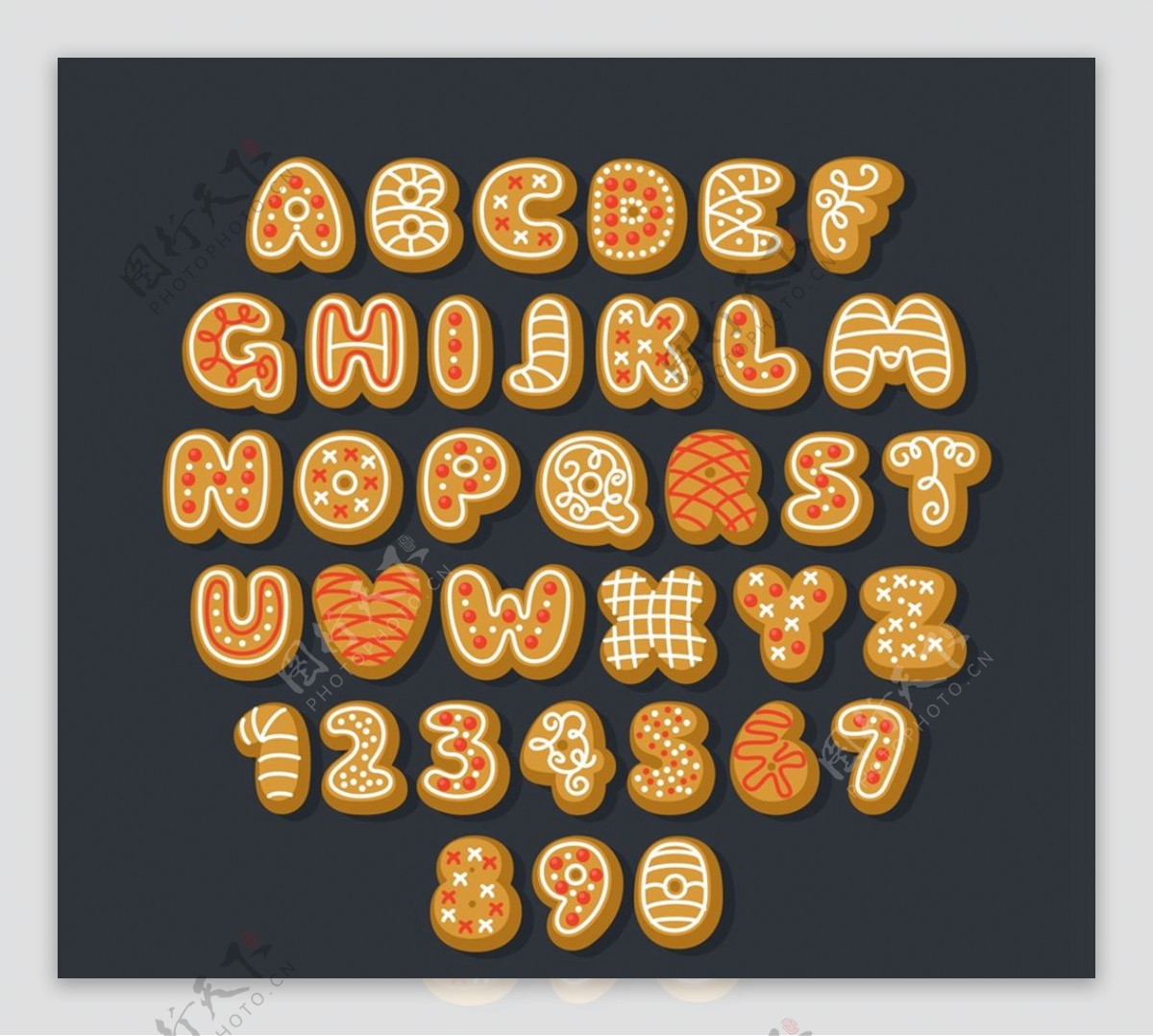 饼干字母和数字图片
