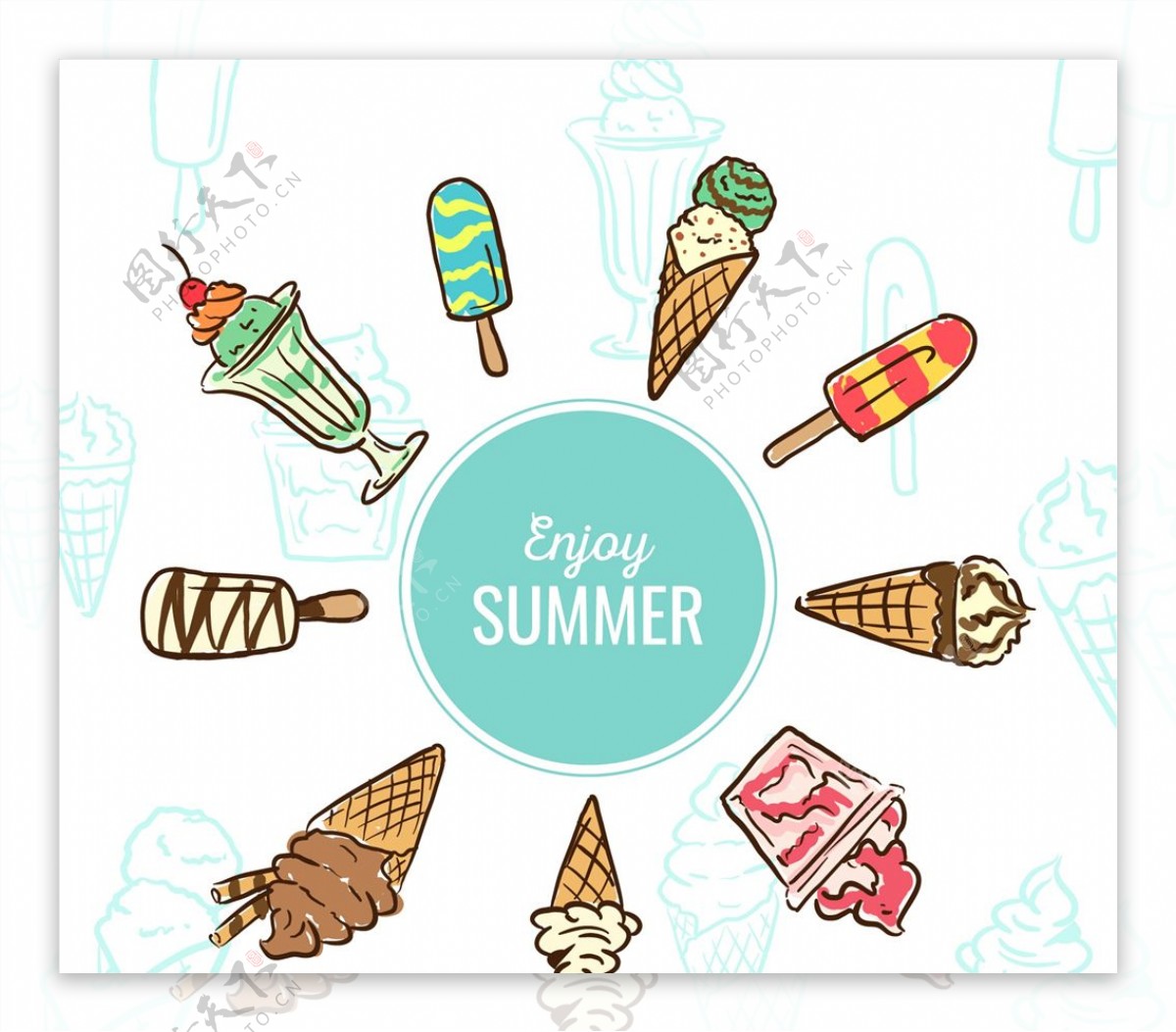 尽情享受夏天冰淇淋图片