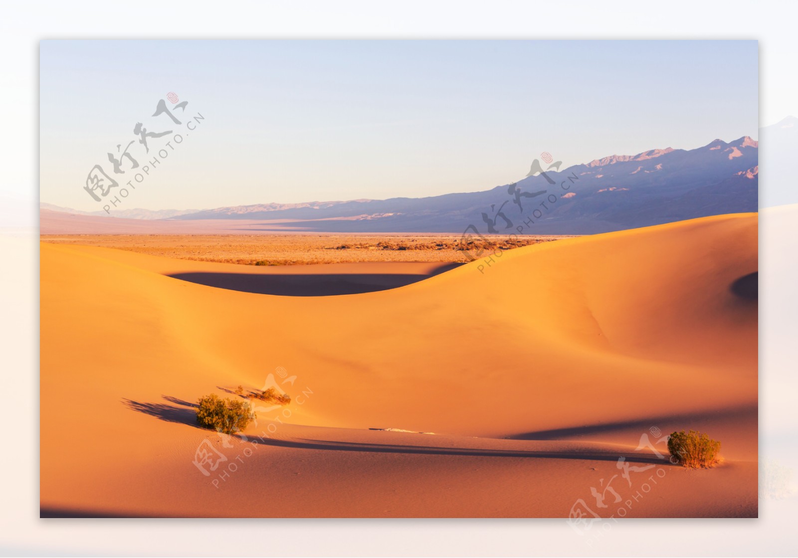 日暮下的沙漠美景图片