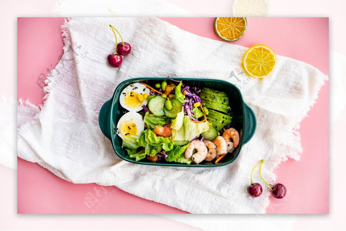 素食沙拉美食食材背景海报素材图片