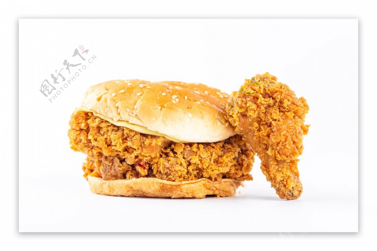 炸鸡汉堡美食食材背景海报素材图片