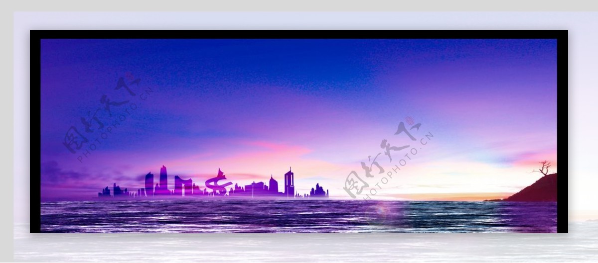 东莞城市紫色天空海洋图片