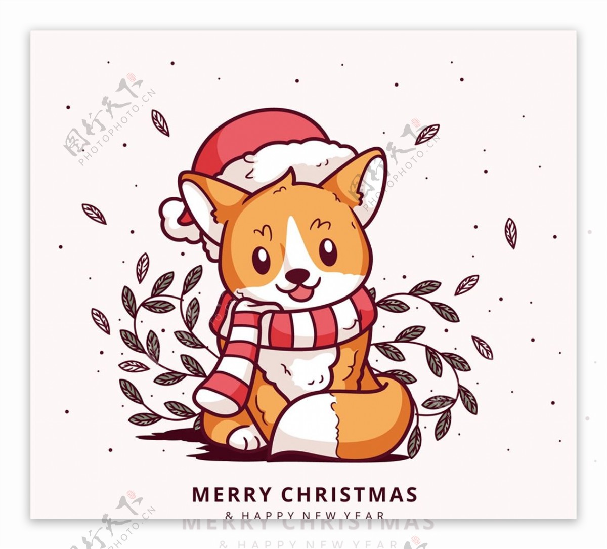圣诞装扮狐狸图片