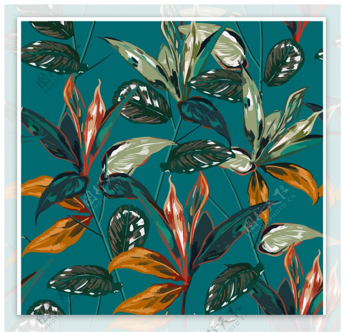 小清新拼色植物装饰背景底纹素材图片