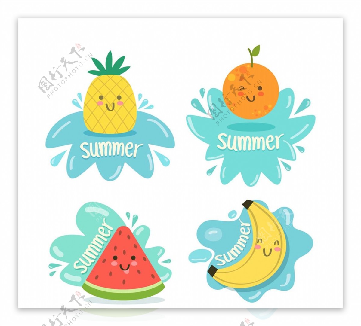 可爱夏季水果标签图片