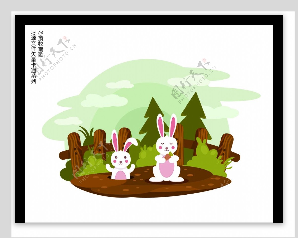 兔子背景卡通矢量AI源文件图片