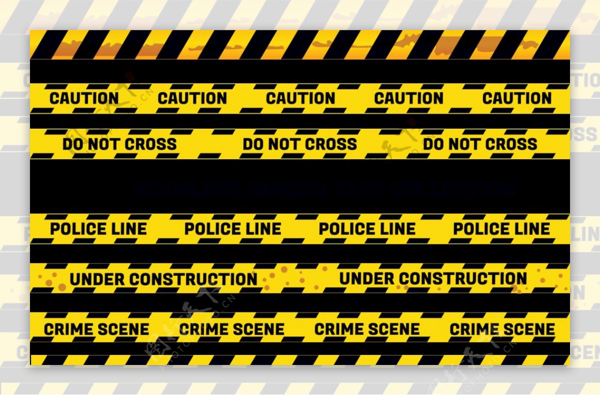 警告危险标志黄色警告条图片