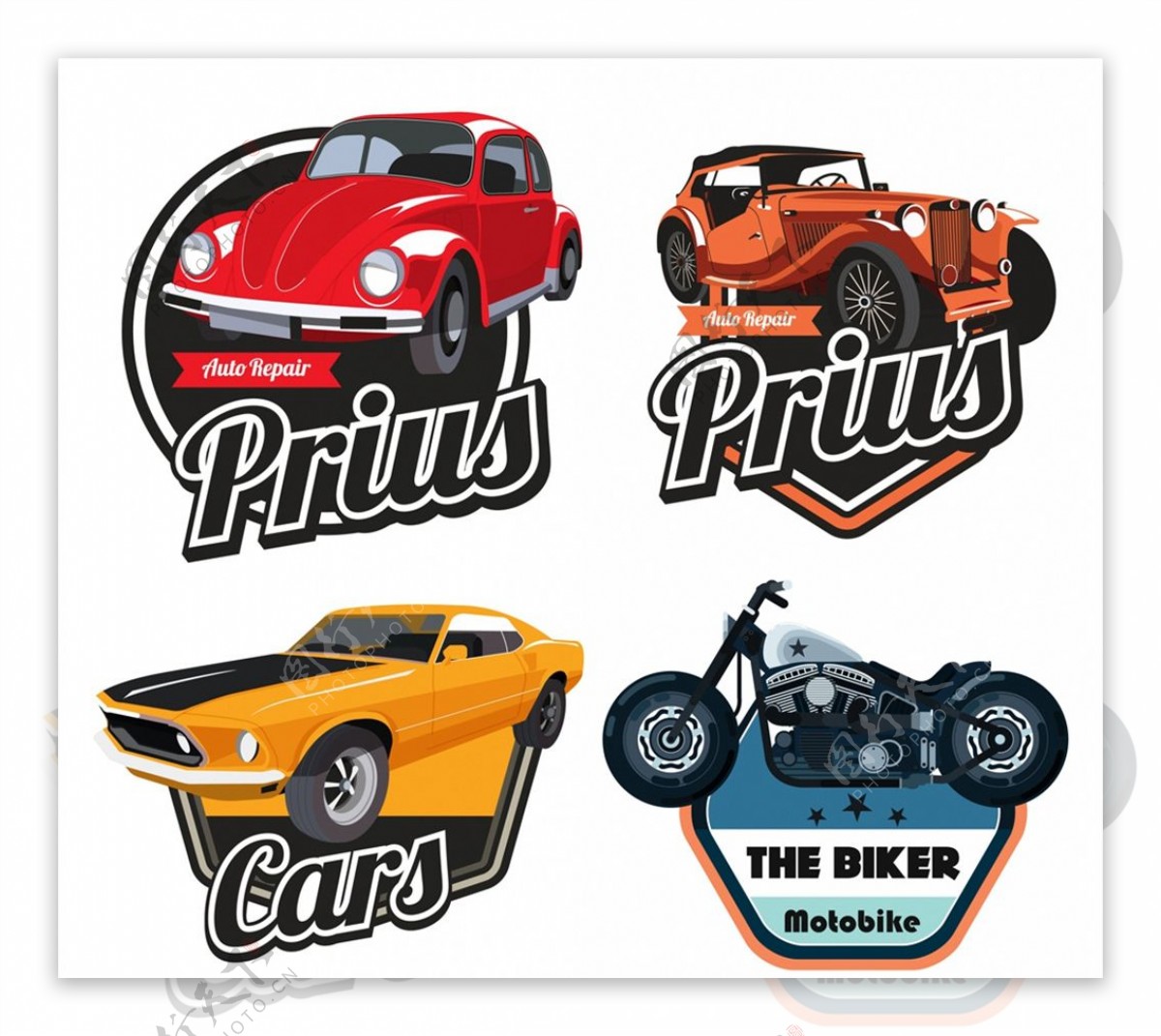 轿车和摩托车标签图片