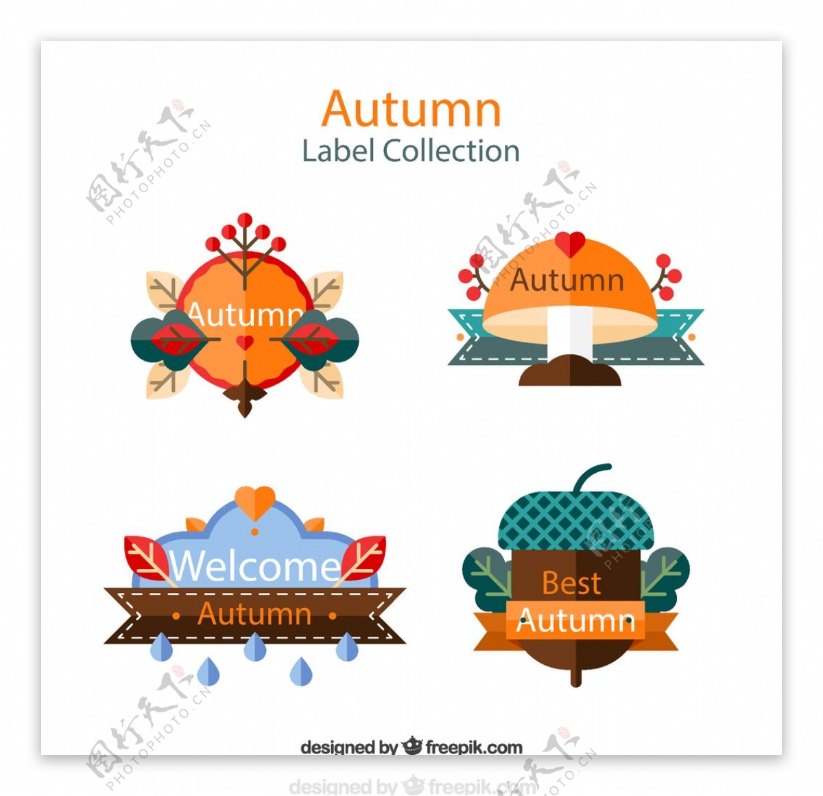 扁平化秋季标签图片