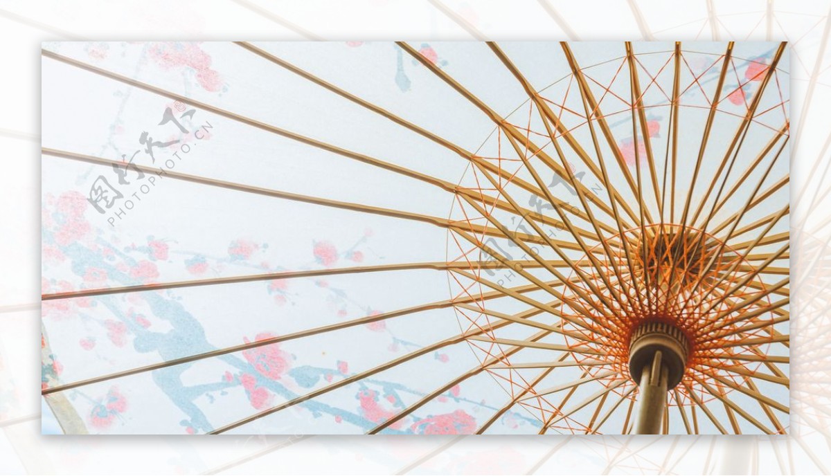雨伞花伞手工传统复古背景素材图片