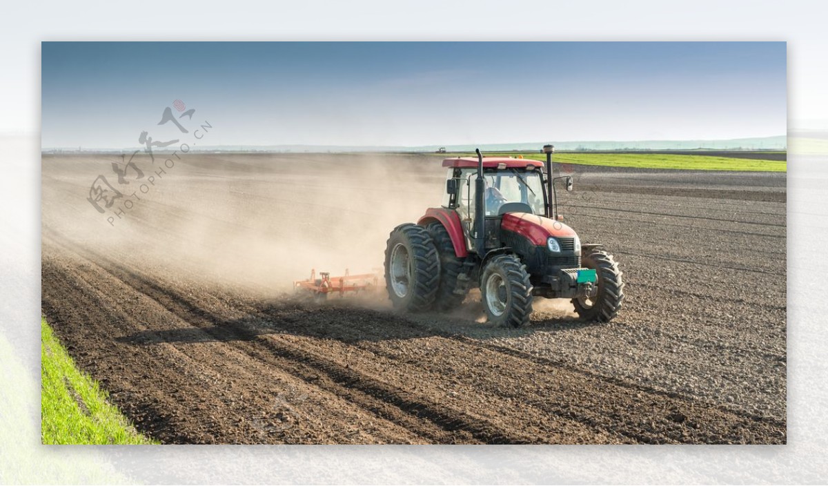 农田农业种植收割机背景海报素材图片