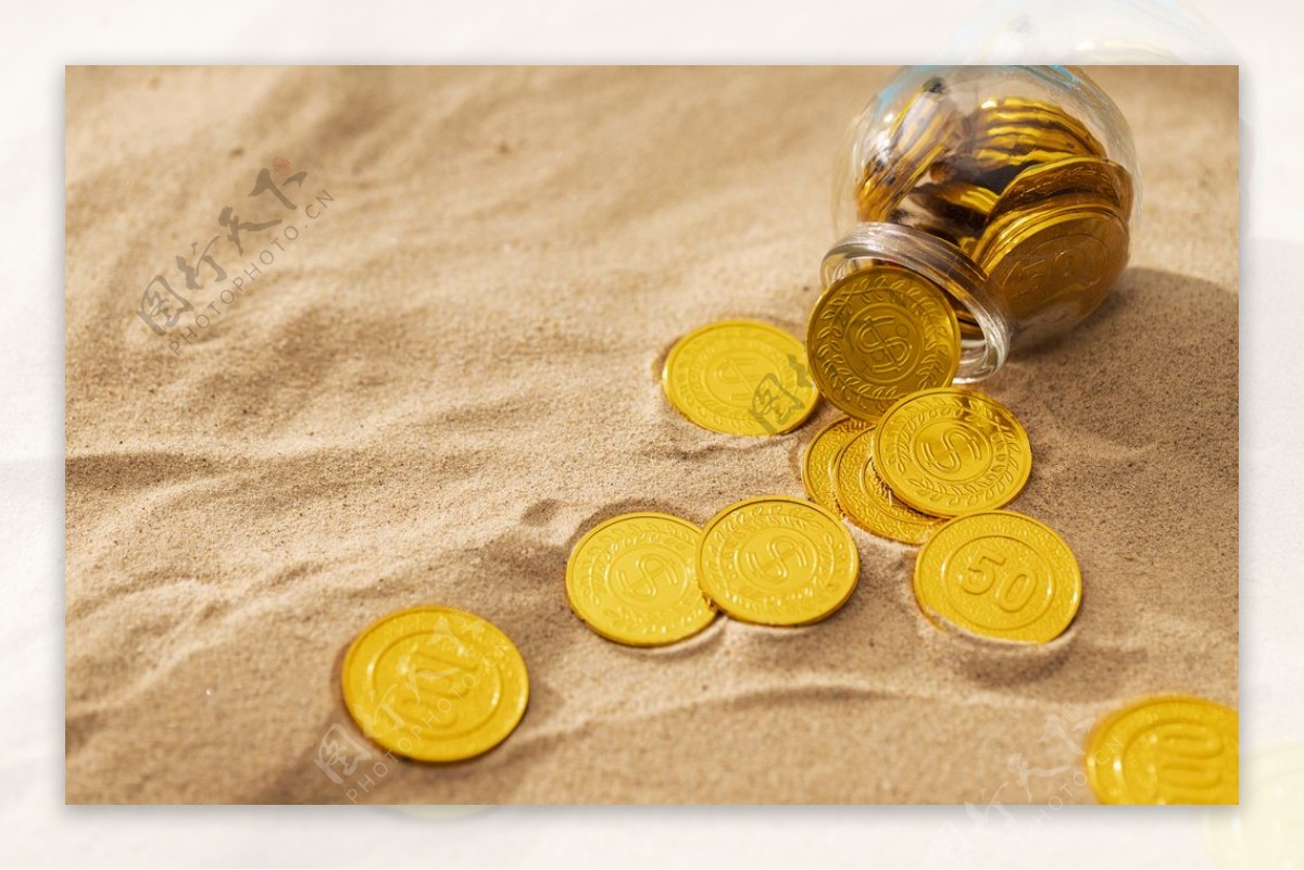 金币储钱罐财富背景海报素材图片
