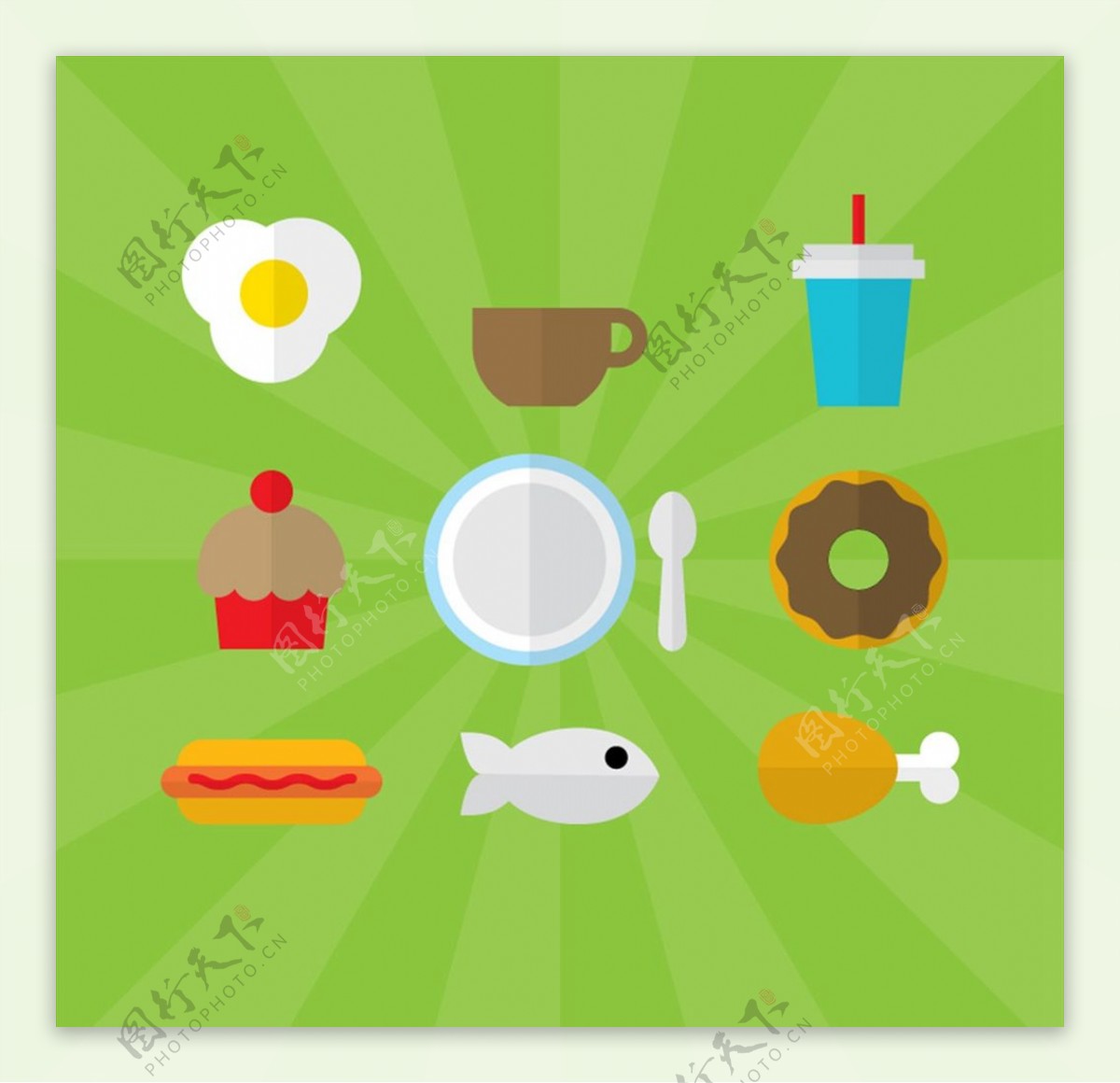 扁平化食物图标图片