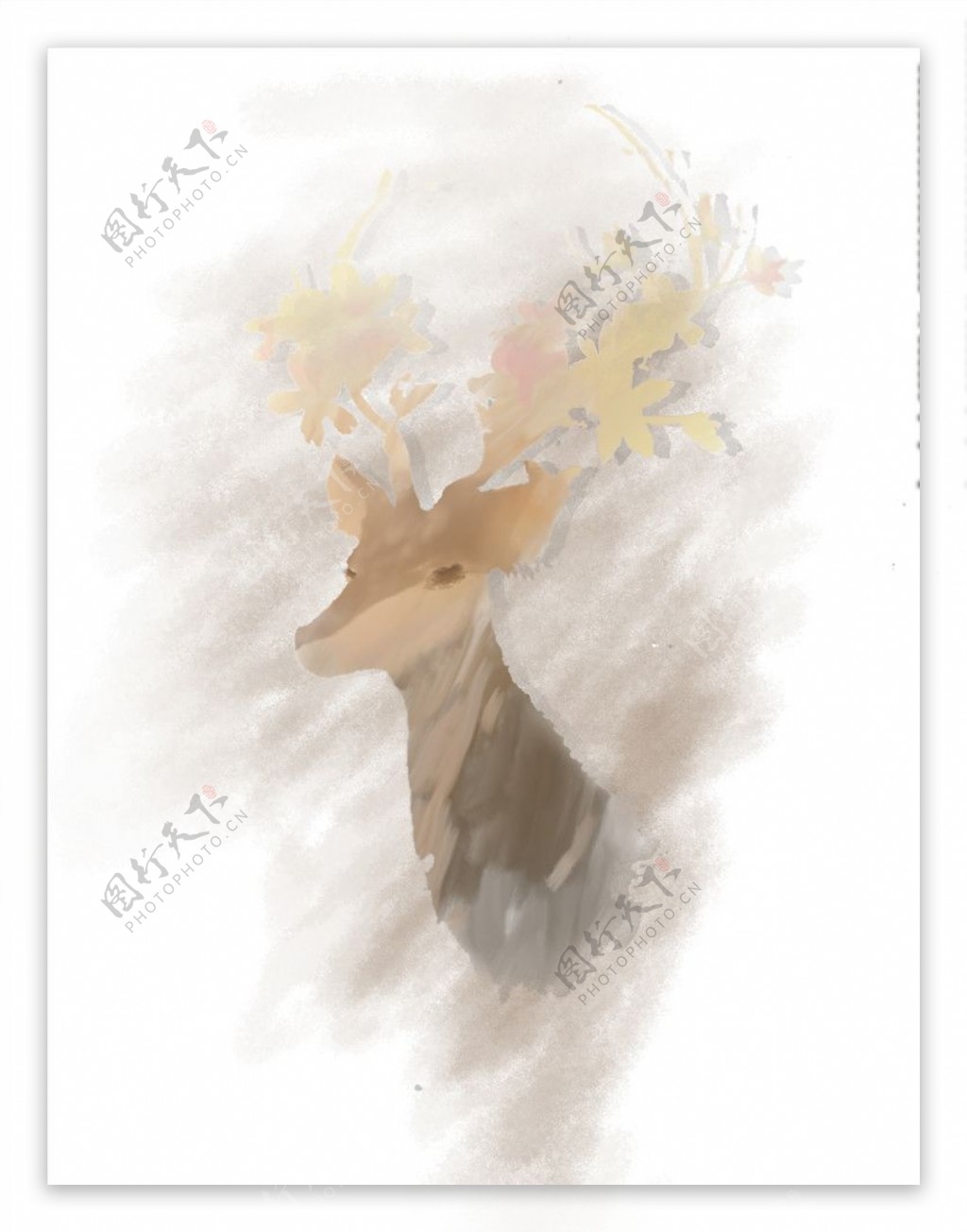 手绘抽象鹿图片
