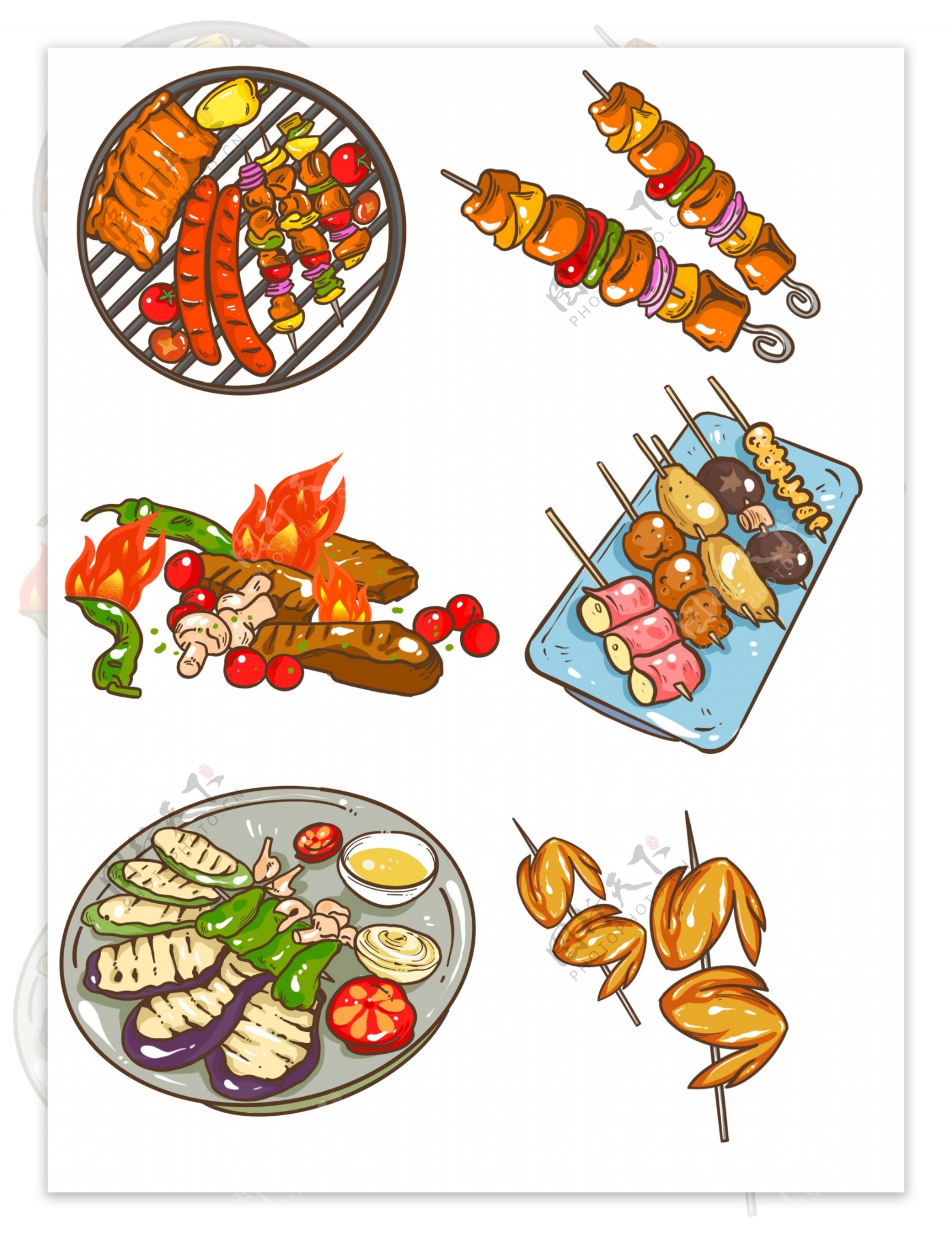 食物素材卡通元素搭配图片