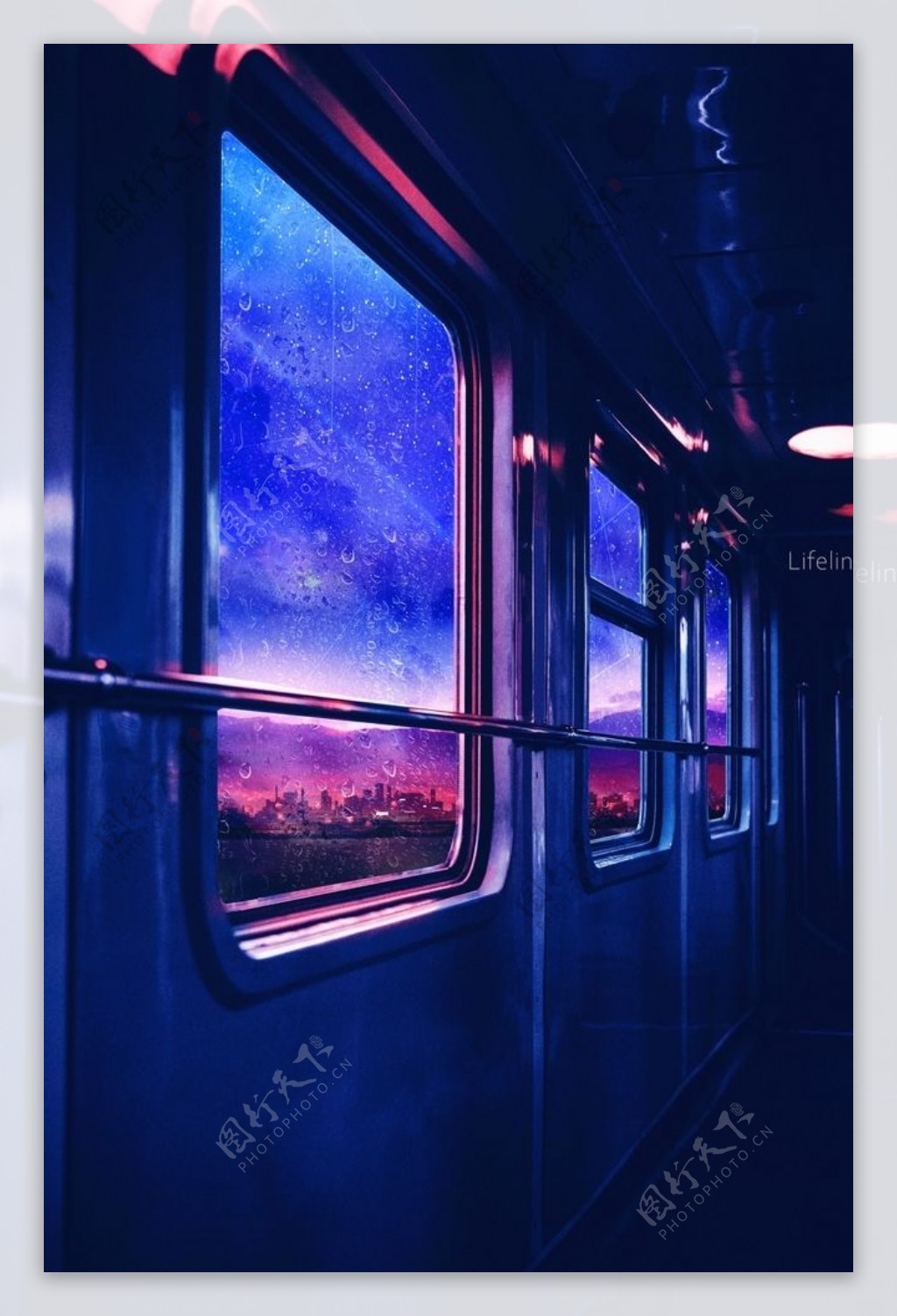 彩色列车插画背景风景图片