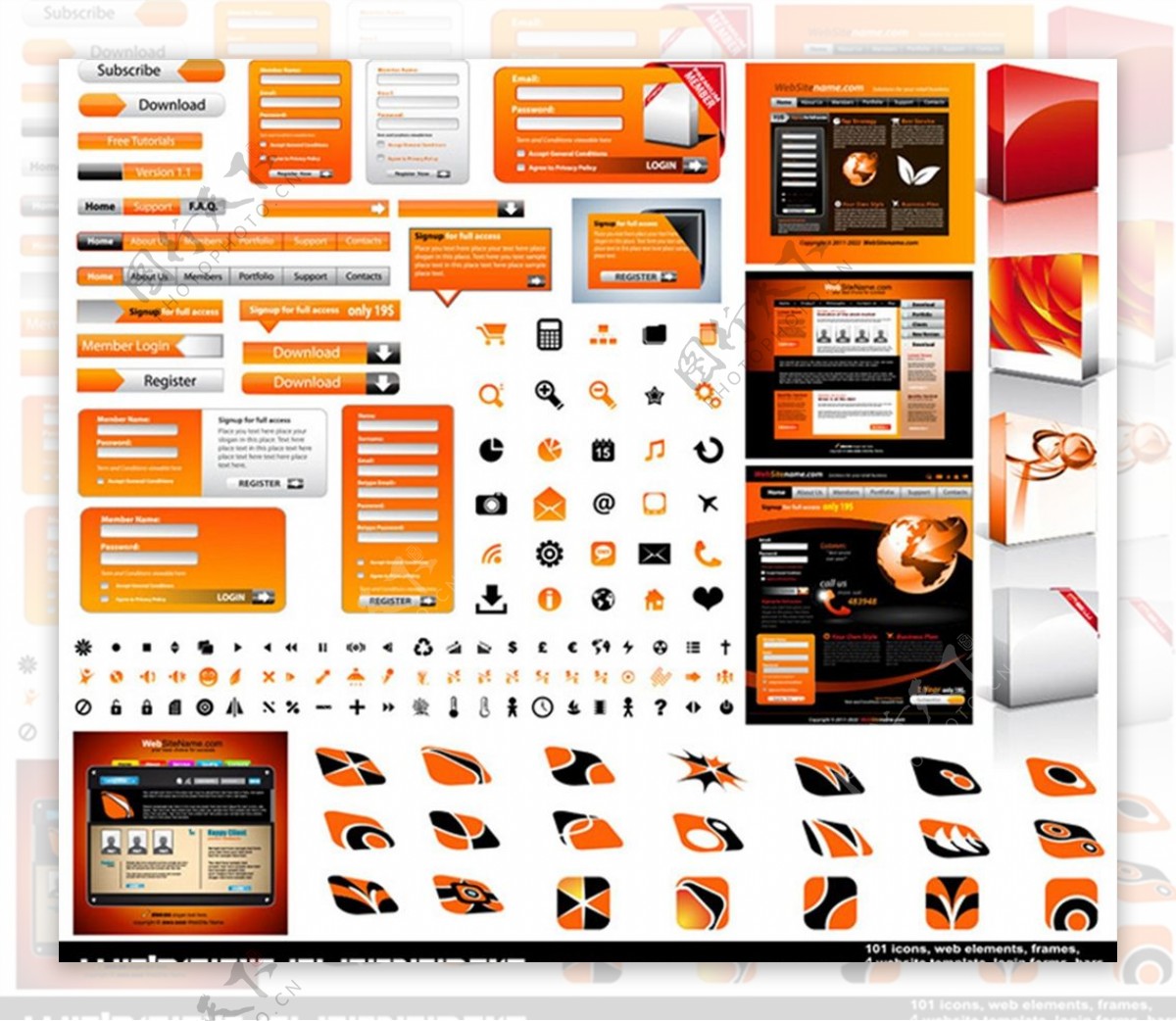橙色主题网页元素图片
