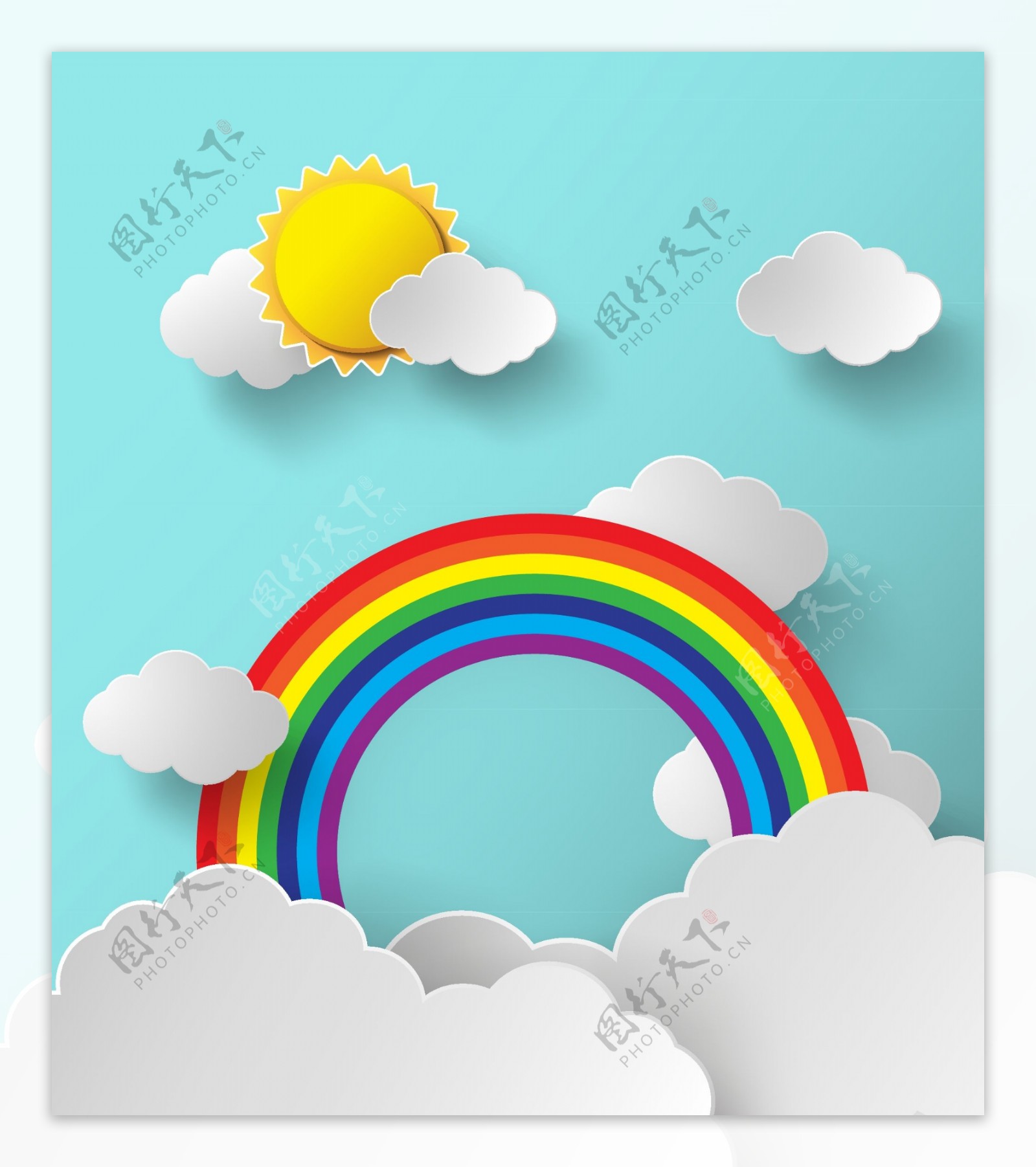 云朵与彩虹剪贴画图片
