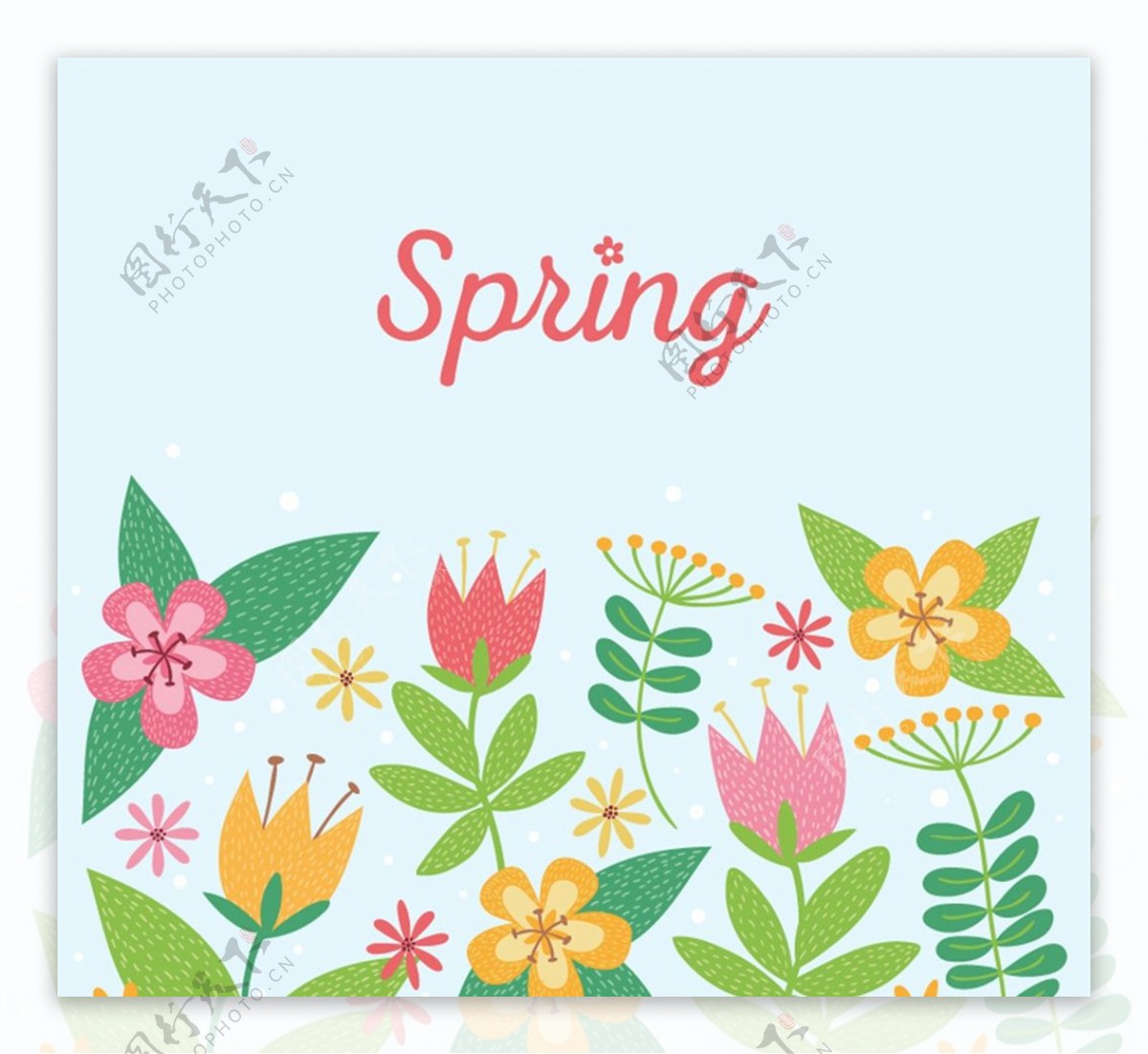 春季卡通花卉矢量图片
