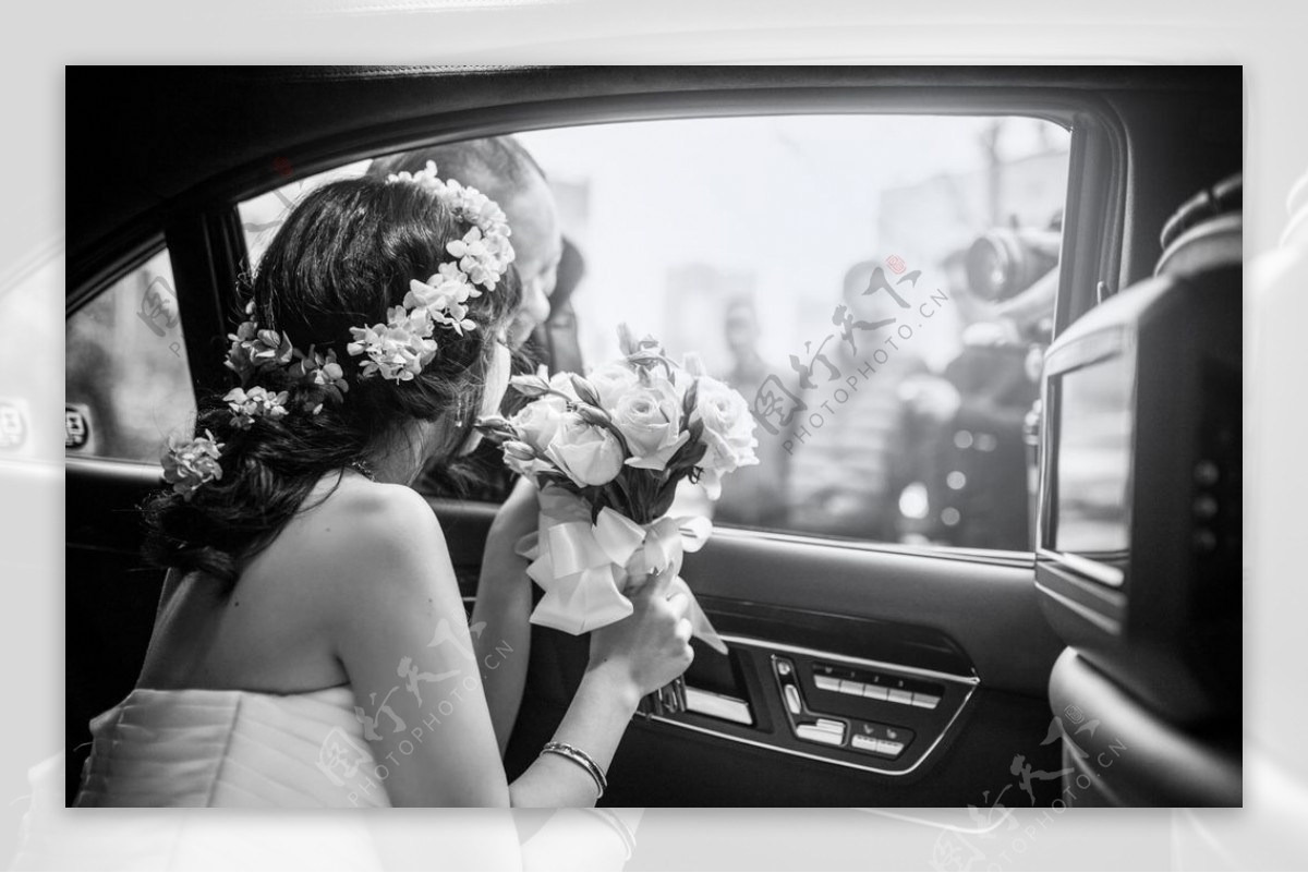 新娘婚礼黑白背景海报素材图片