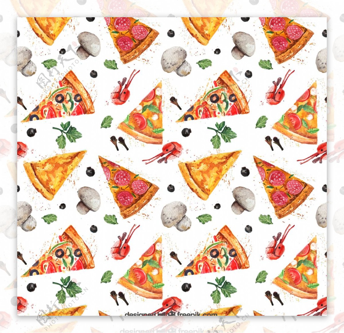 披萨和蘑菇背景图片