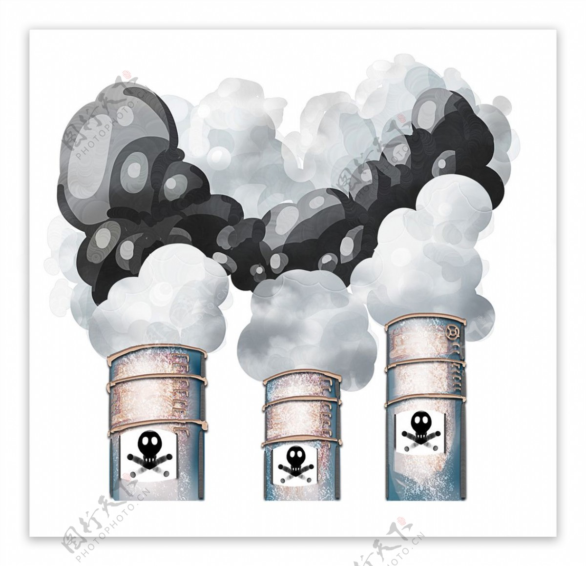 大气污染工厂冒烟插画图片