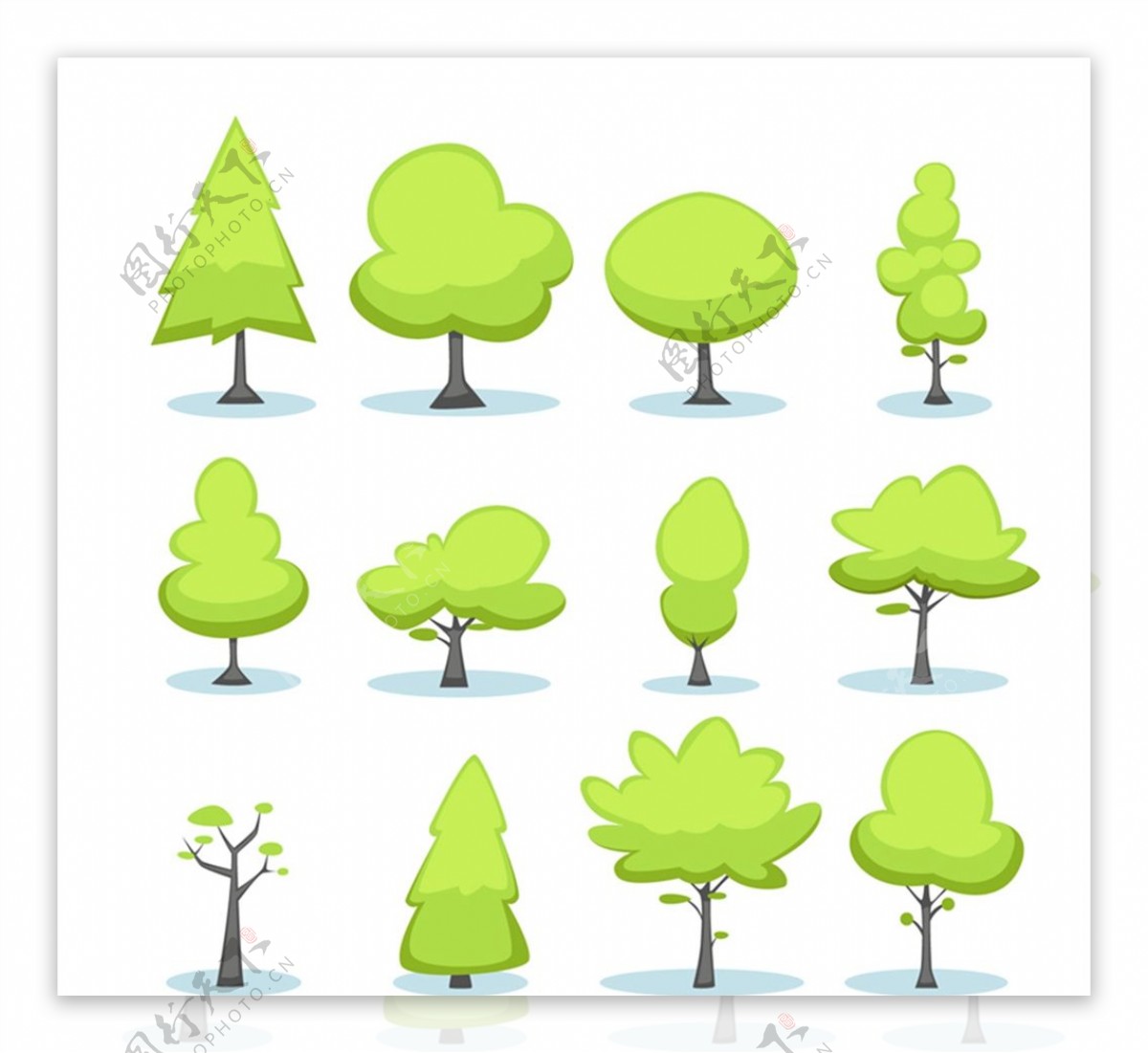 卡通绿色树木图片