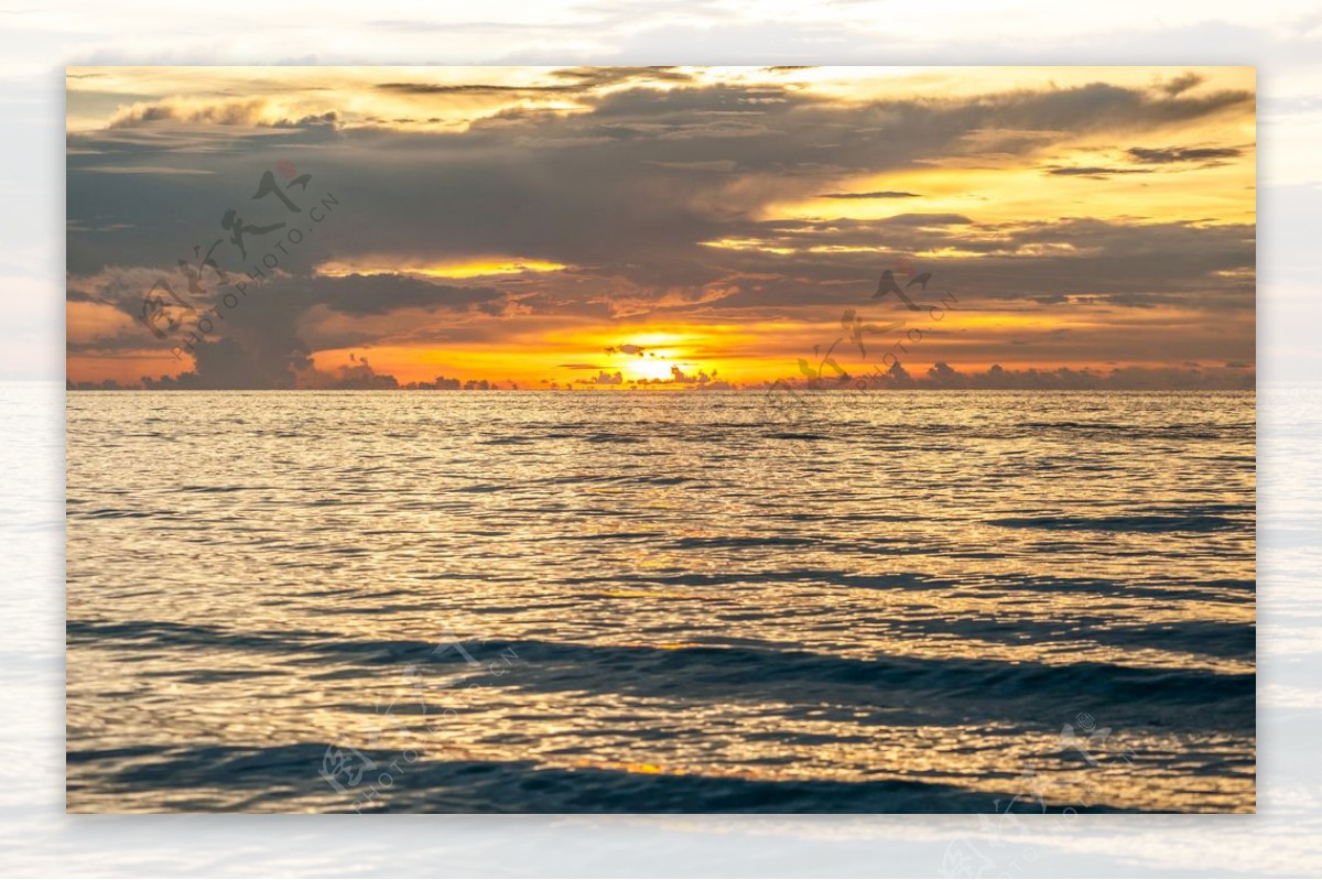 美丽彩色日落海边壁纸背图片