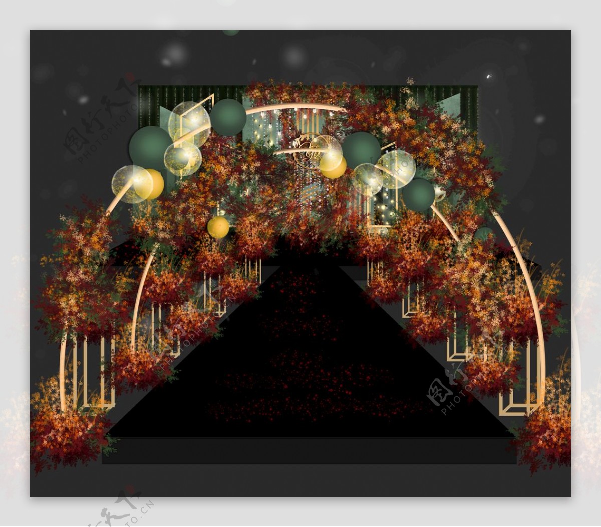 圣诞风红绿撞色复古婚礼背景图片