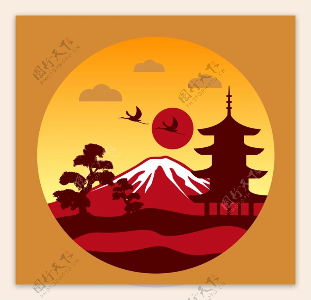 日本风景插画图片