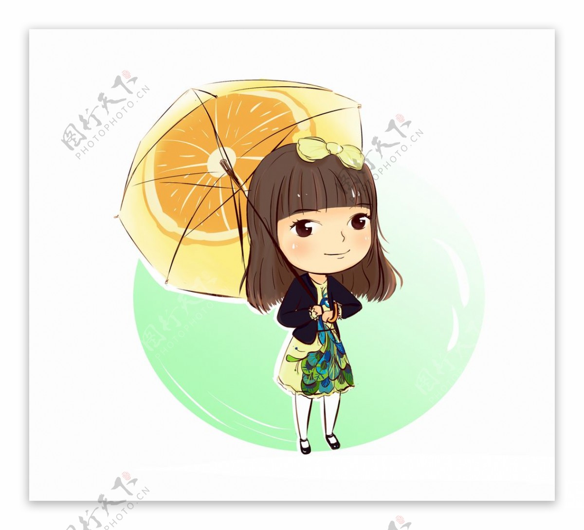 撑伞的女生卡通图片