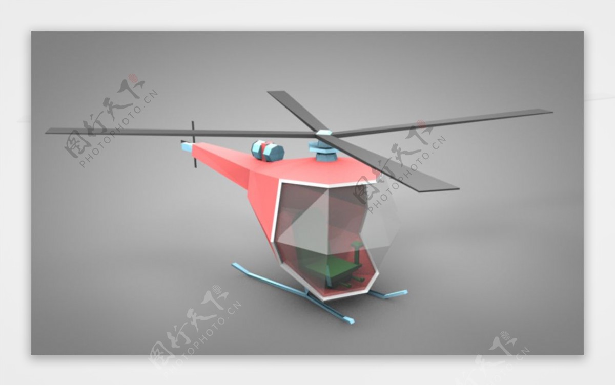 C4D模型直升机图片