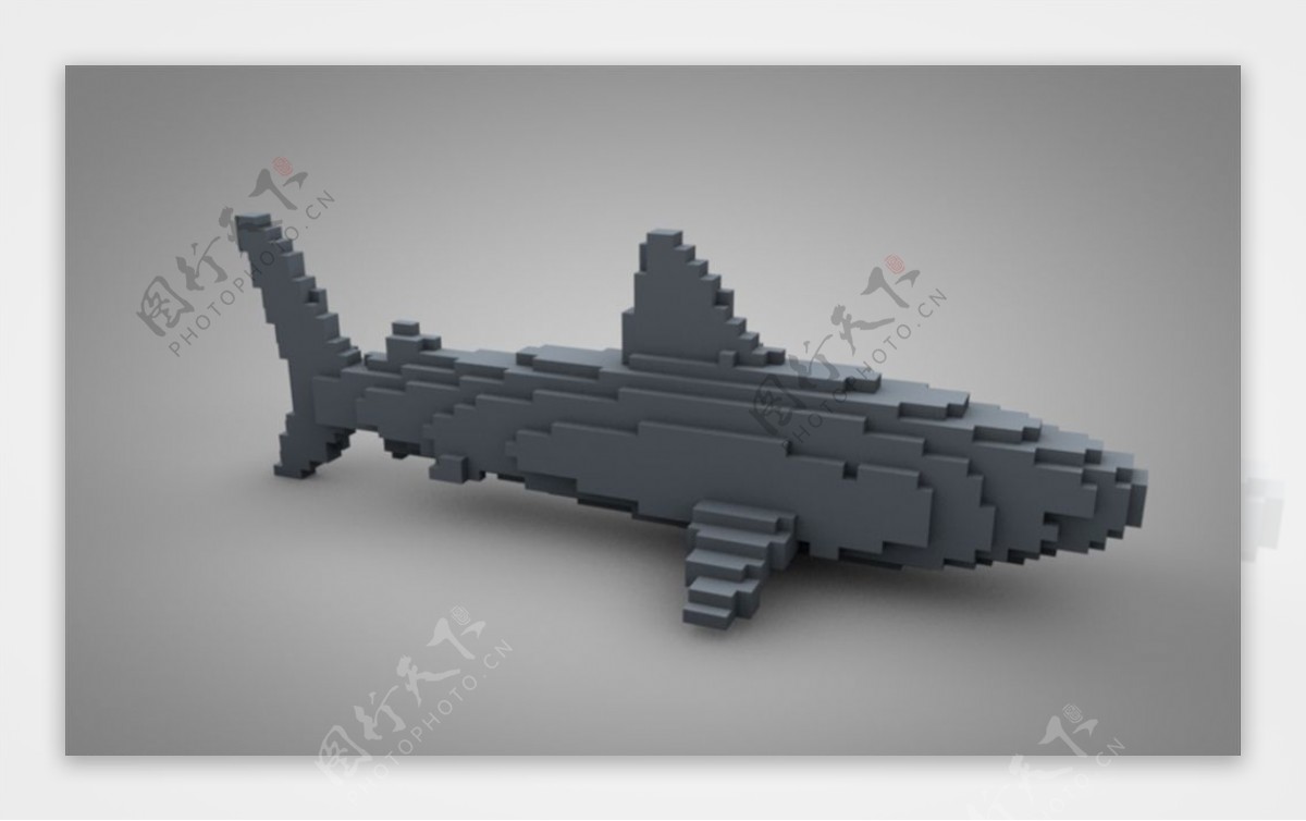 C4D模型鲸鱼积木像素图片