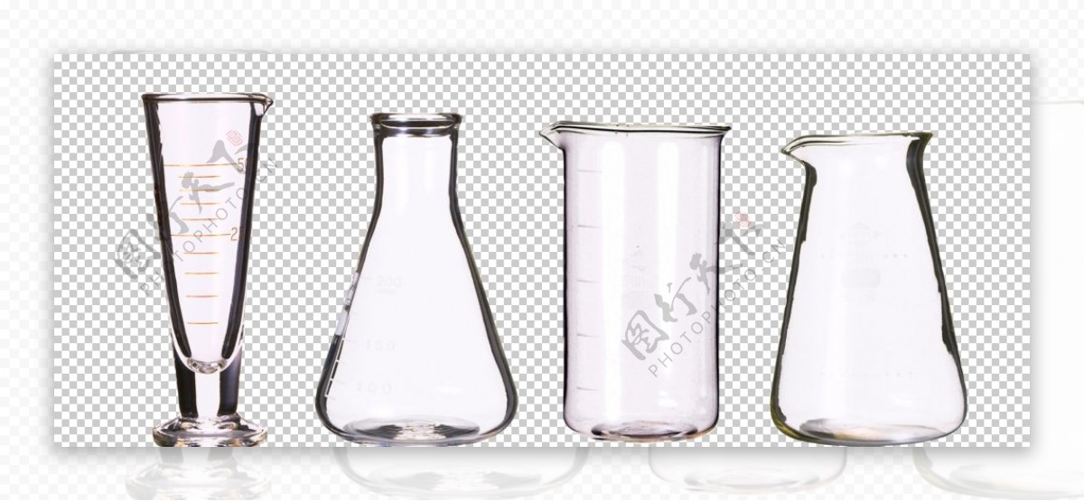 锥形瓶烧杯化学实验器材PNG图片