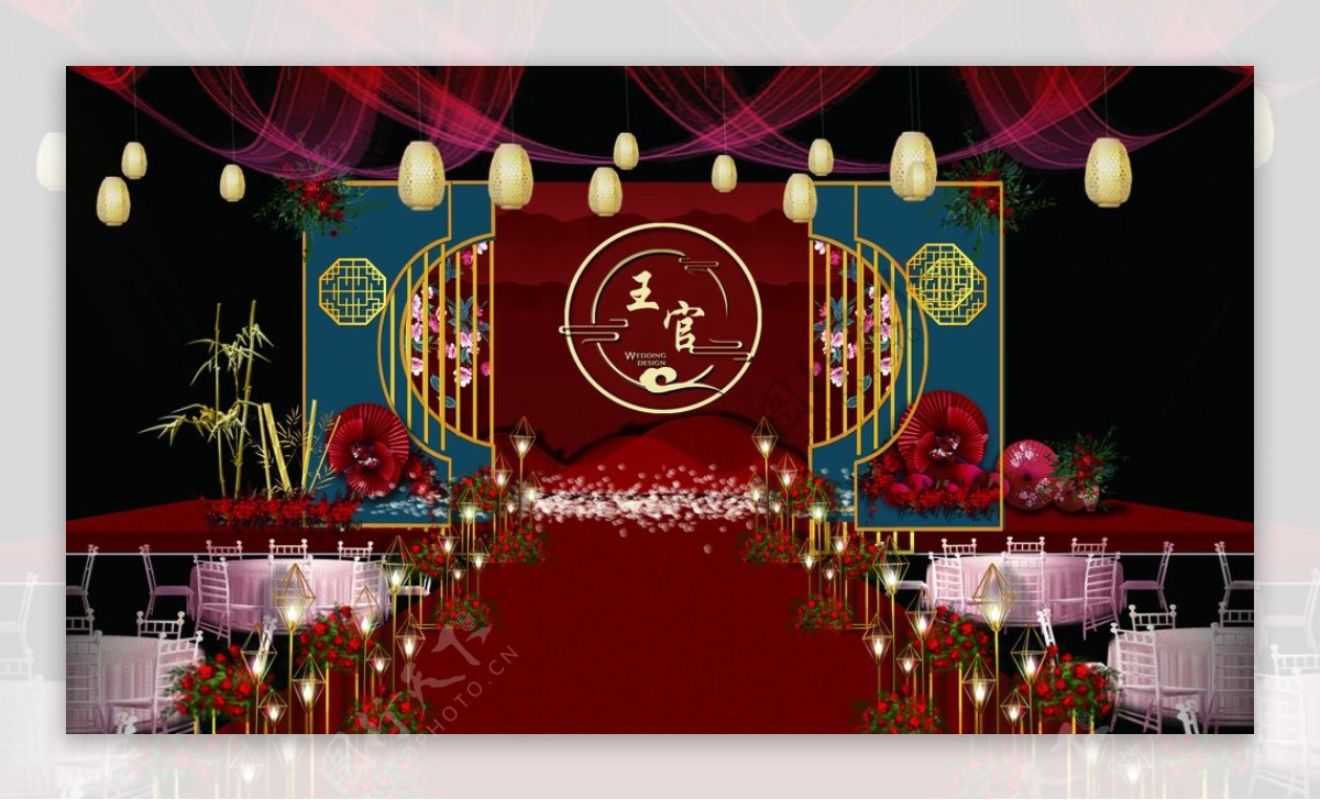 新中式婚庆背景图片