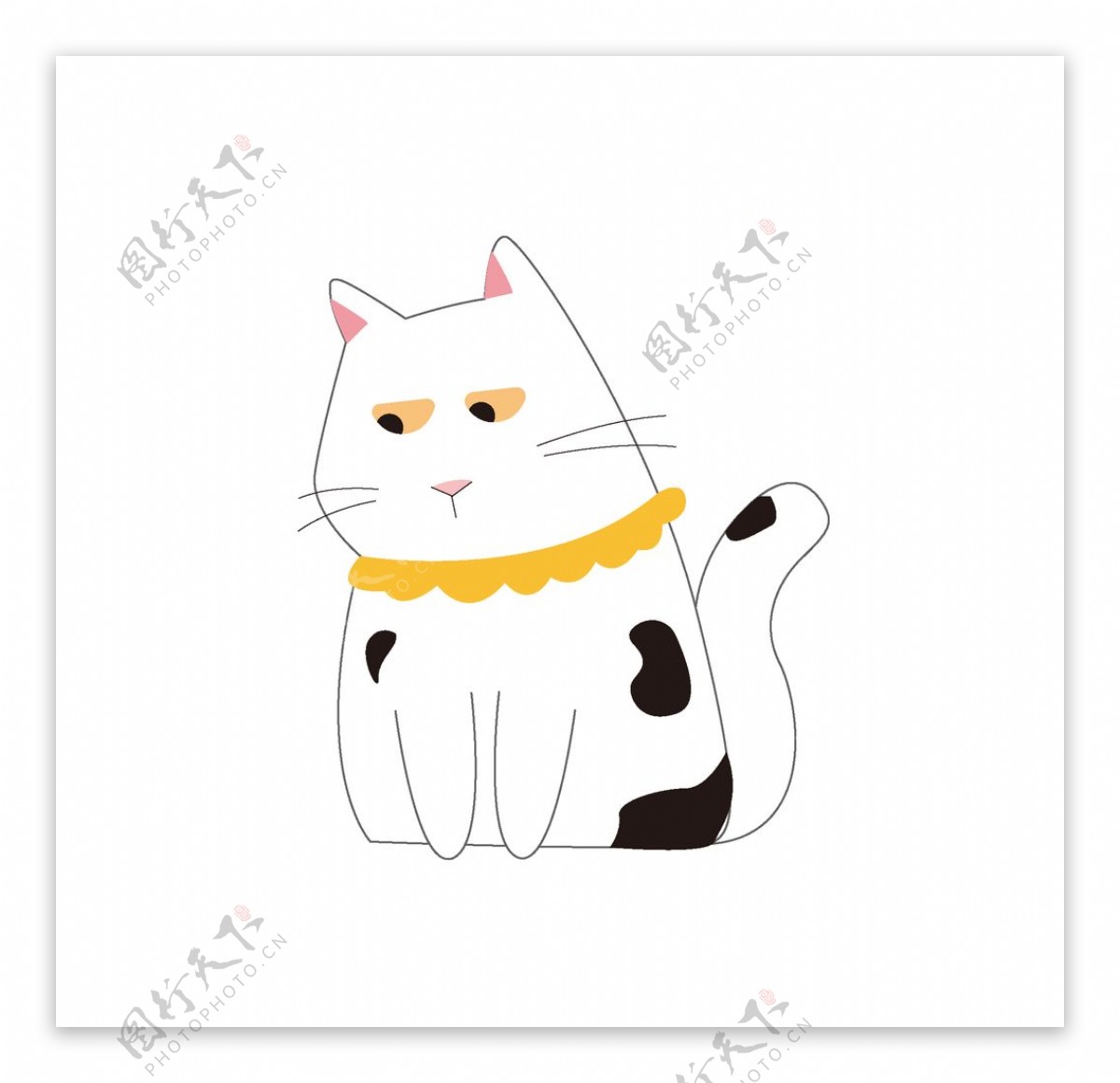 小白猫插画图片