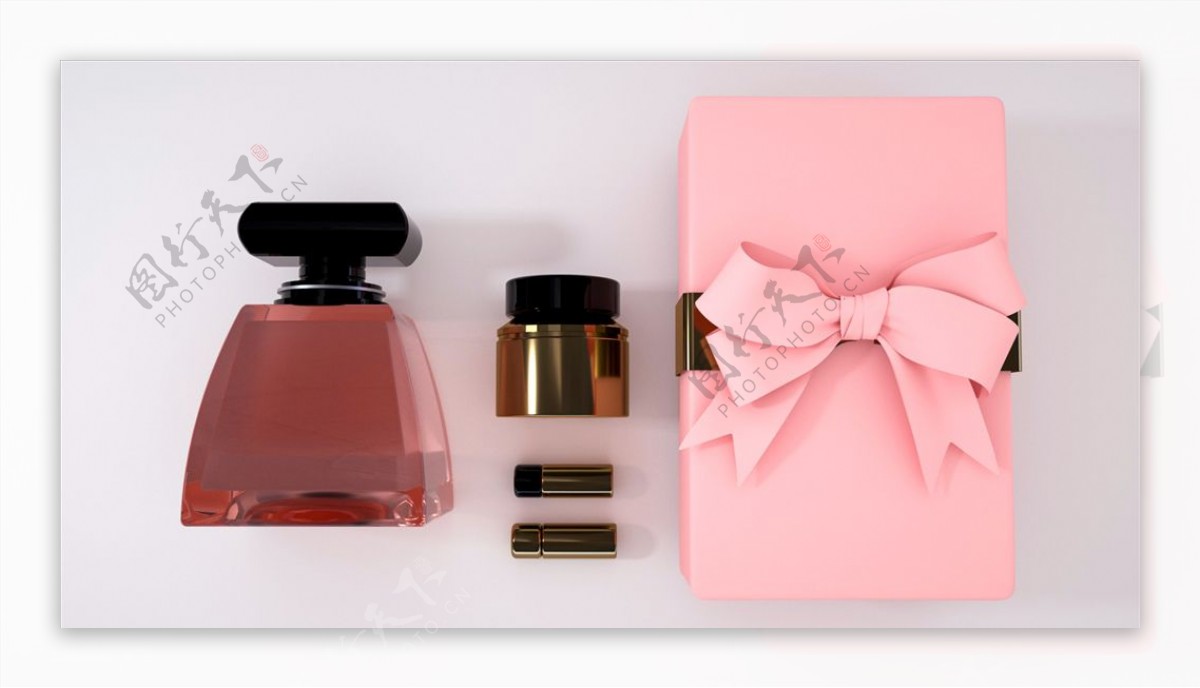 C4D模型香水化妆品粉色礼盒图片