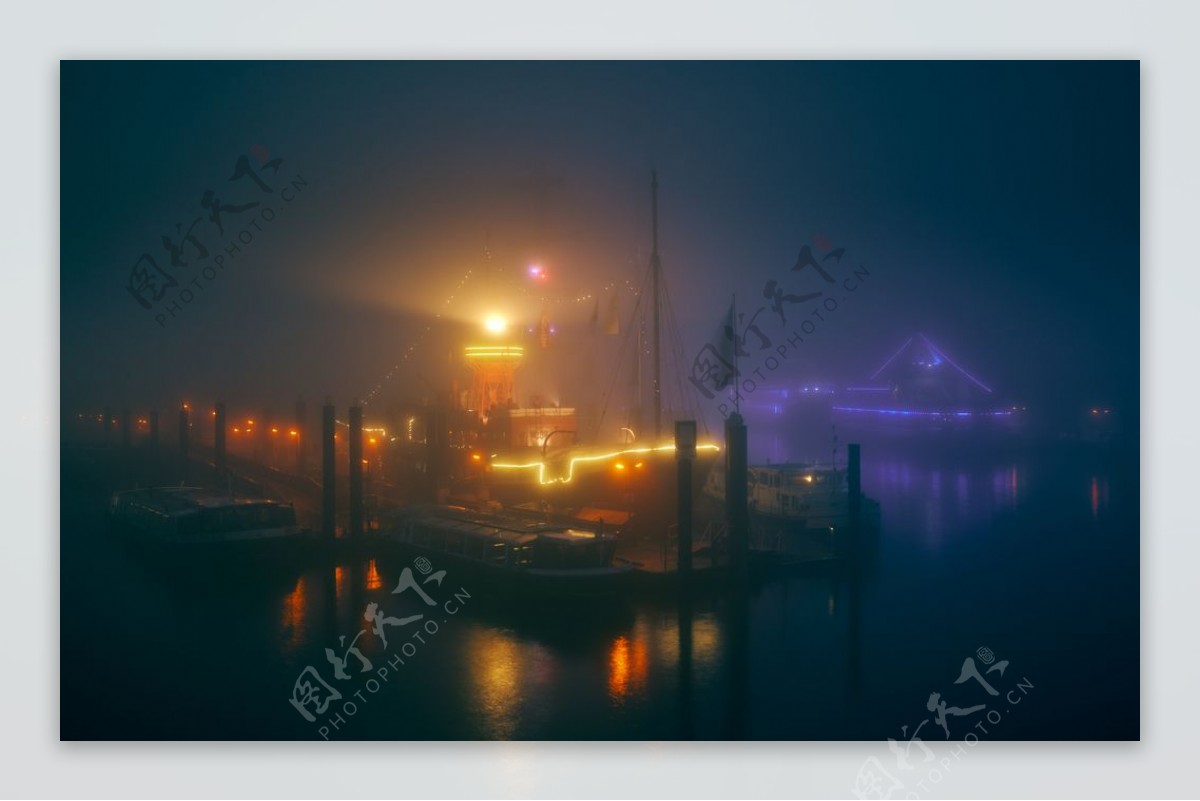 码头夜景图片